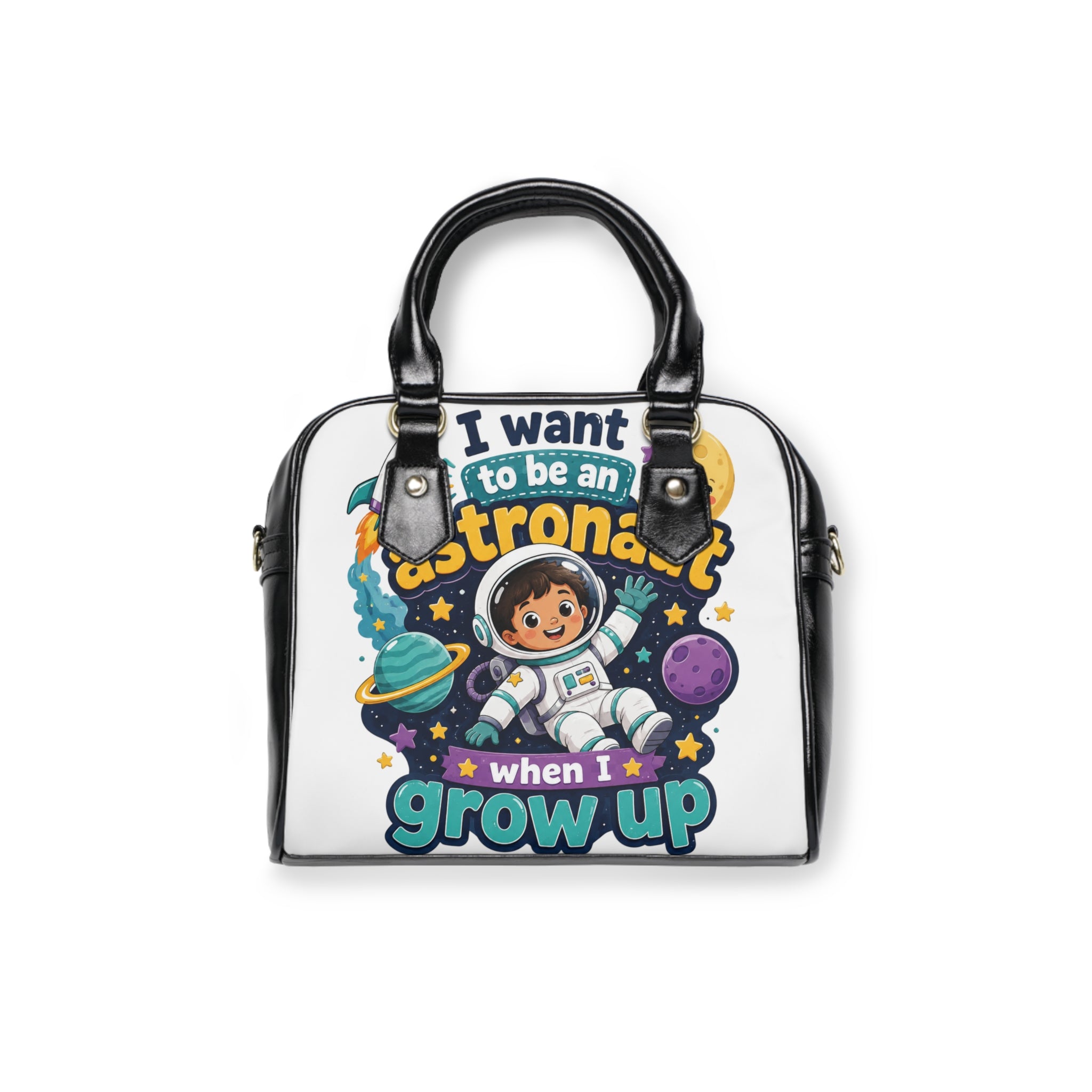 Shoulder Handbag — "I Want to Be an Astronaut When I Grow Up" Kids Space Tote