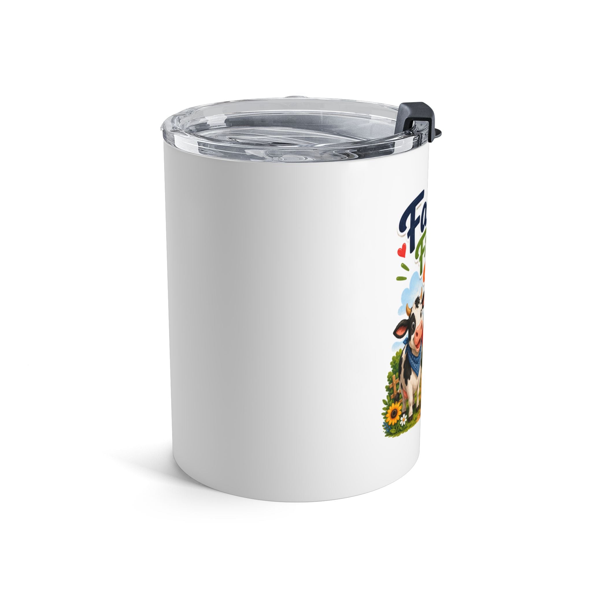 10oz Farm Fresh Fun Tumbler — Cute Barnyard Cow Pig Chick Insulated Mug
