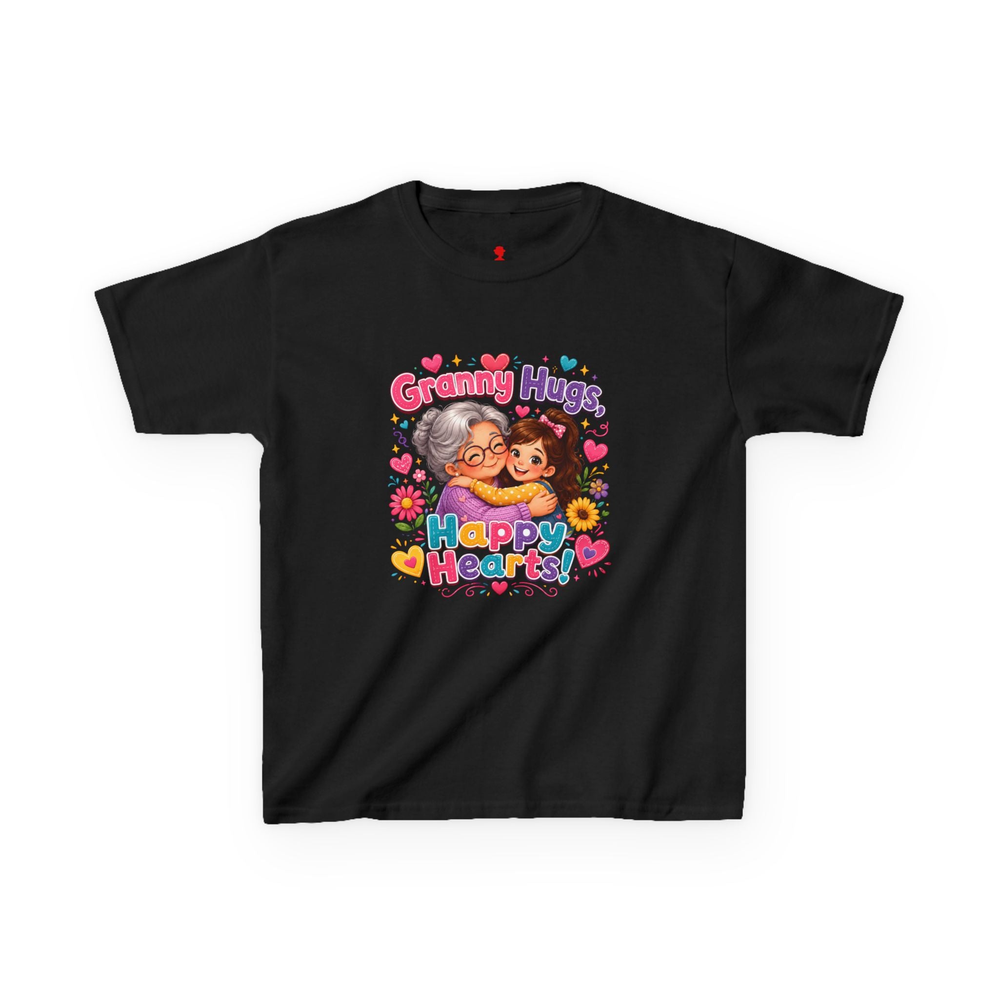 Granny Hugs Happy Hearts Tee | Grandma Grandchild Cute Illustration