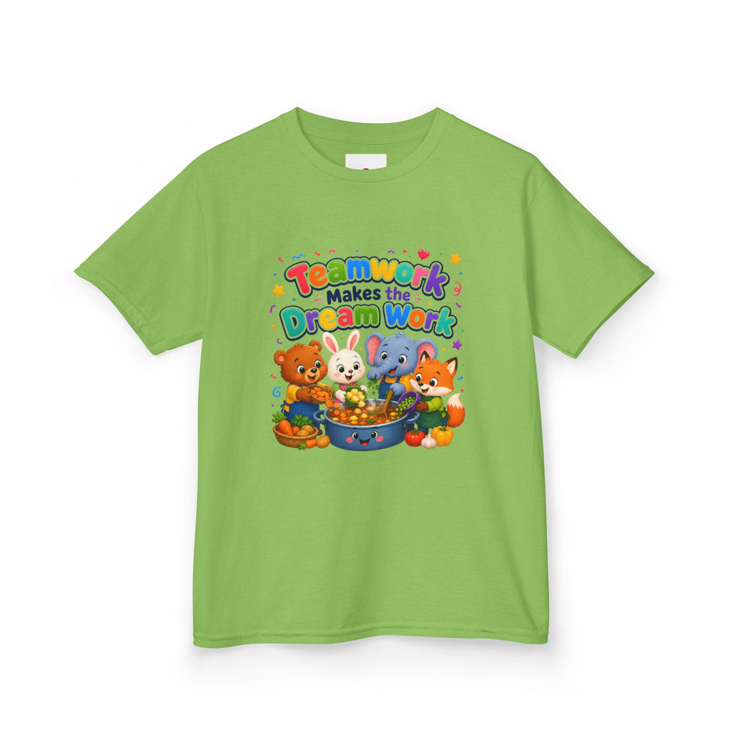 Kids Tee — “Teamwork Makes the Dream Work” Cute Animal Classroom Shirt