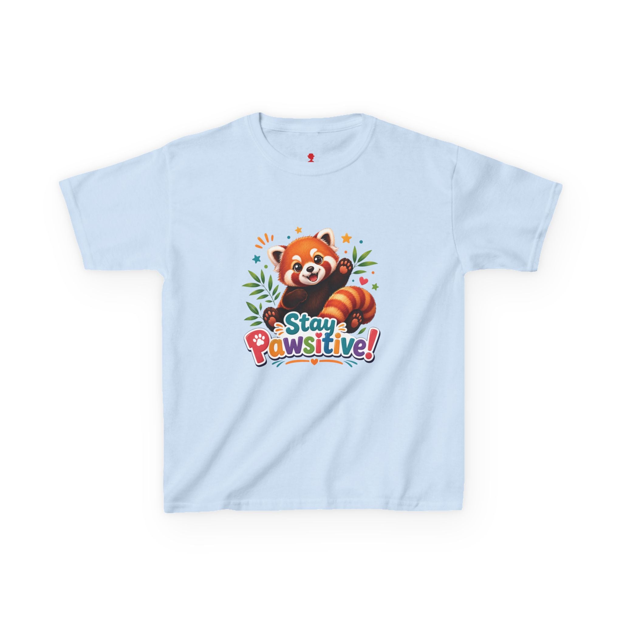 Stay Pawsitive Red Panda Kids Tee | Cute Animal Positive Message