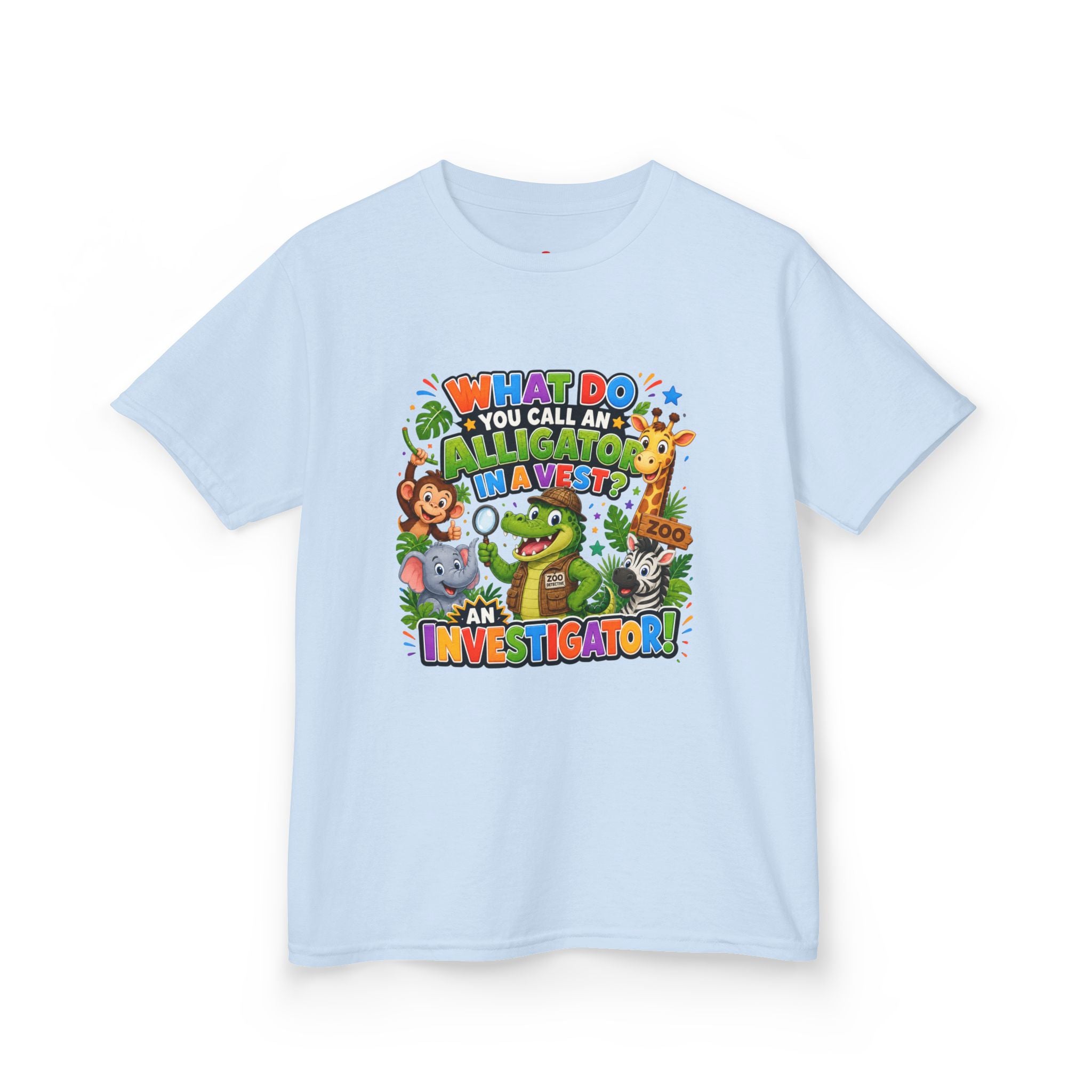 What Do You Call An Alligator? Investigator Kids T-Shirt | Cute Jungle Animals Puzzle