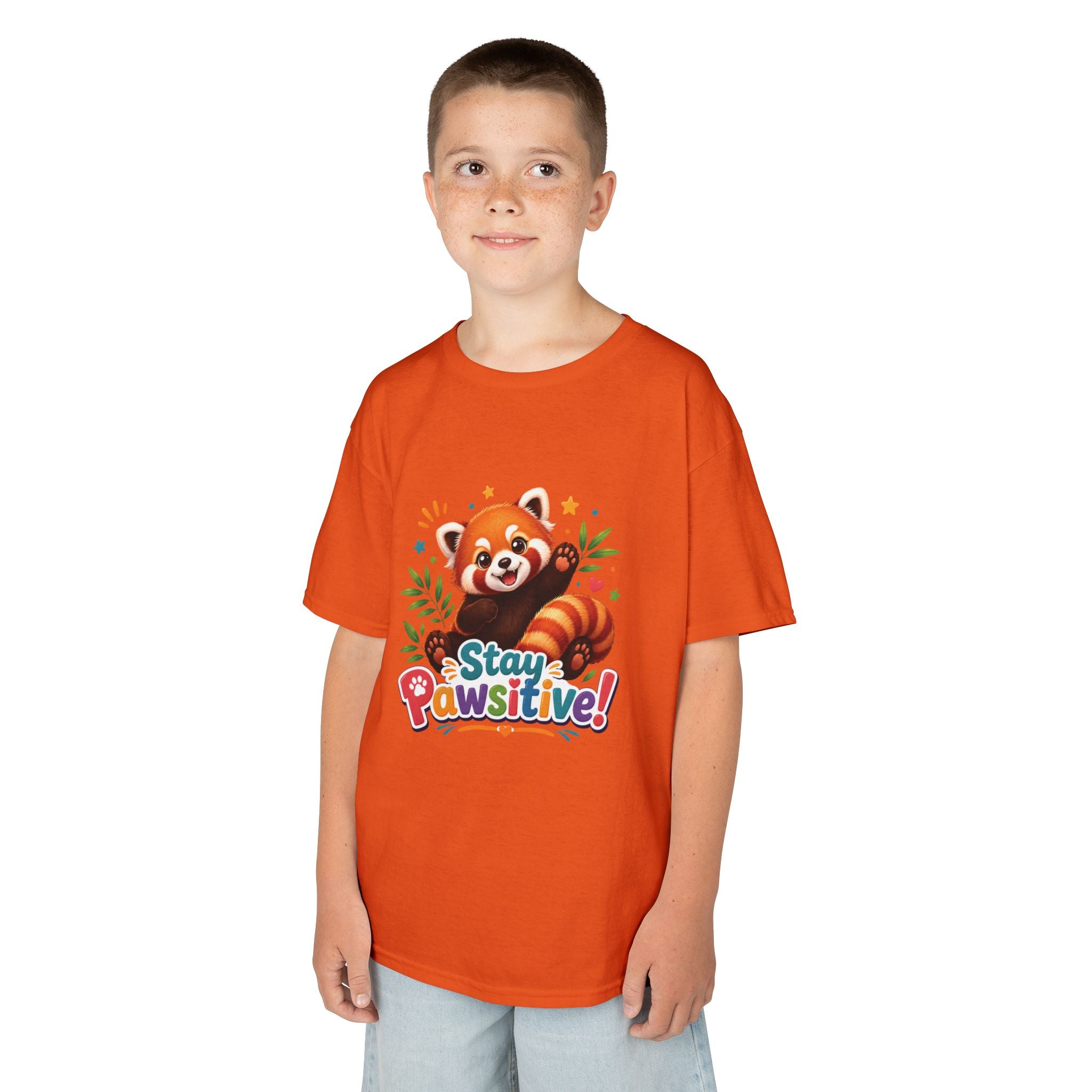 Stay Pawsitive Red Panda Kids Tee | Cute Animal Positive Message