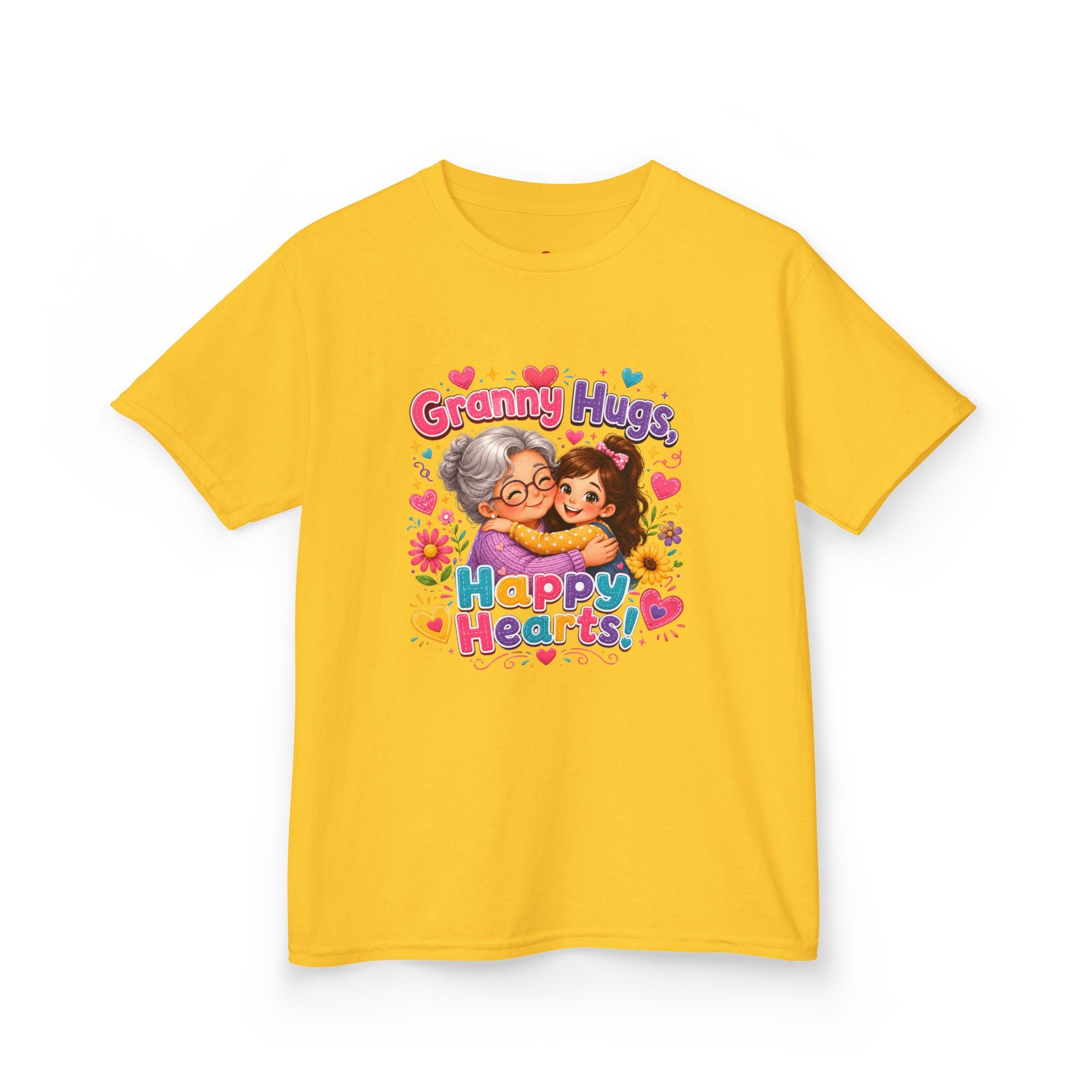 Granny Hugs Happy Hearts Tee | Grandma Grandchild Cute Illustration