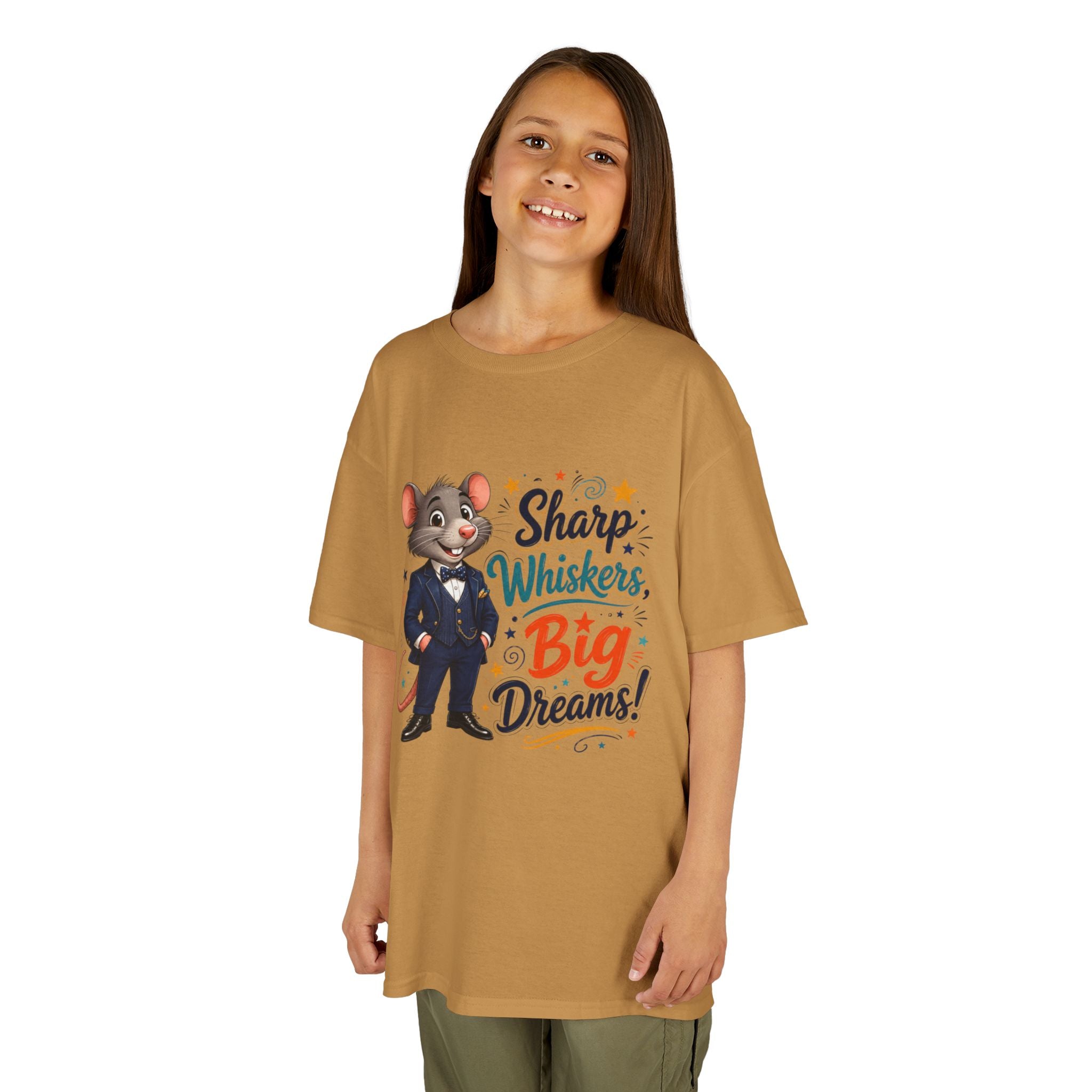Kids Tee — "Sharp Whiskers, Big Dreams" Mouse Graphic