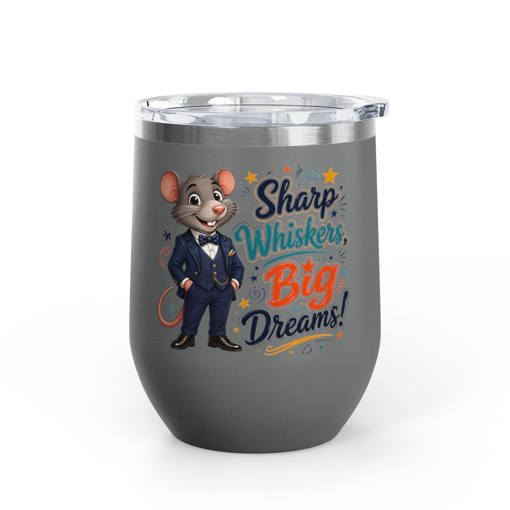 "Sharp Whiskers, Big Dreams" Mouse Design, 12oz Insulated