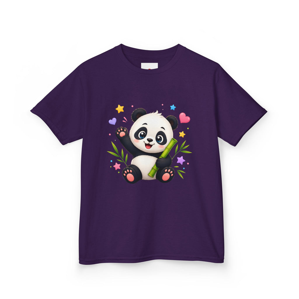 Cute Panda Kids T‑Shirt — Smiling Baby Panda with Hearts & Bamboo