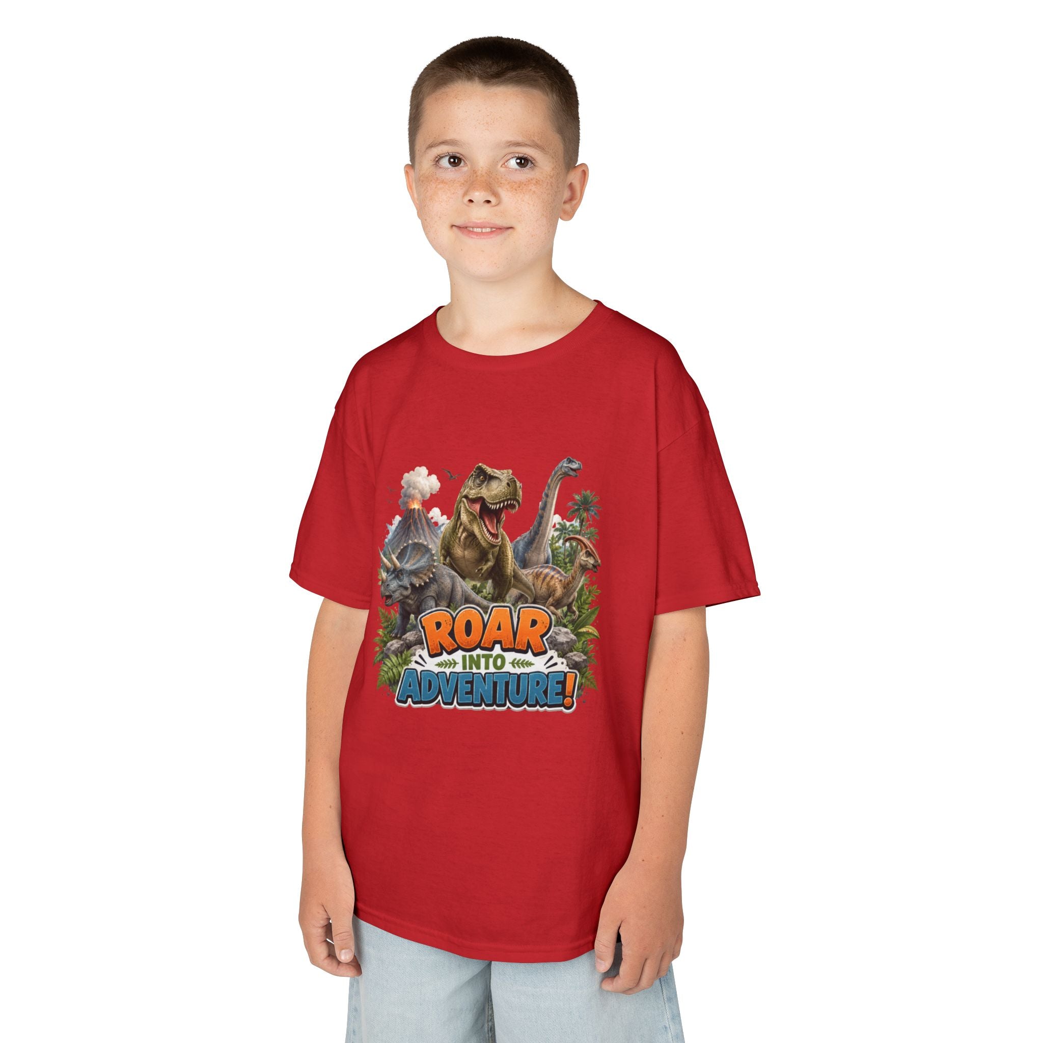 Kids Dinosaur Tee - "Roar Into Adventure" Graphic Shirt for Boys & Girls