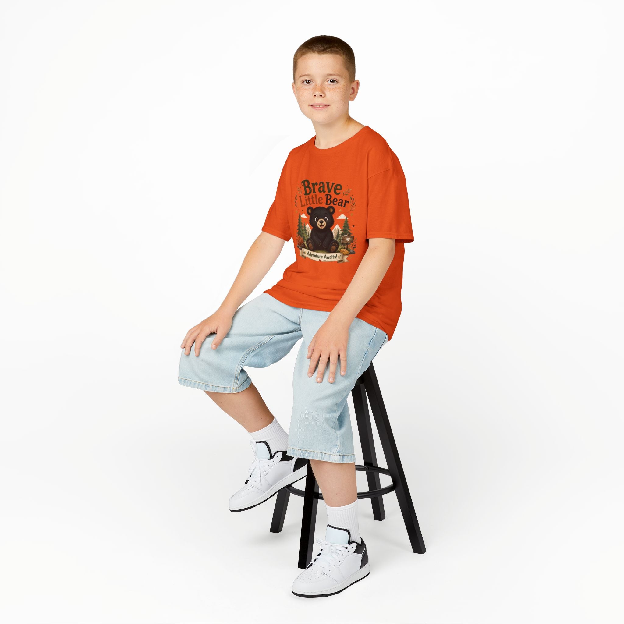 Kids Tee — "Brave Little Bear" Adventure Graphic Shirt