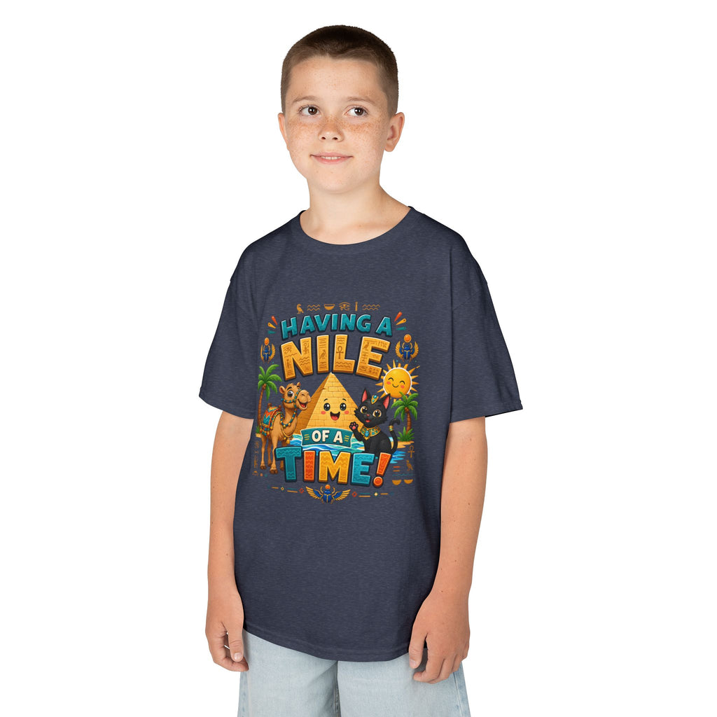 Having a Nile of a Time Kids Tee | Camel Pyramid Desert Cartoon