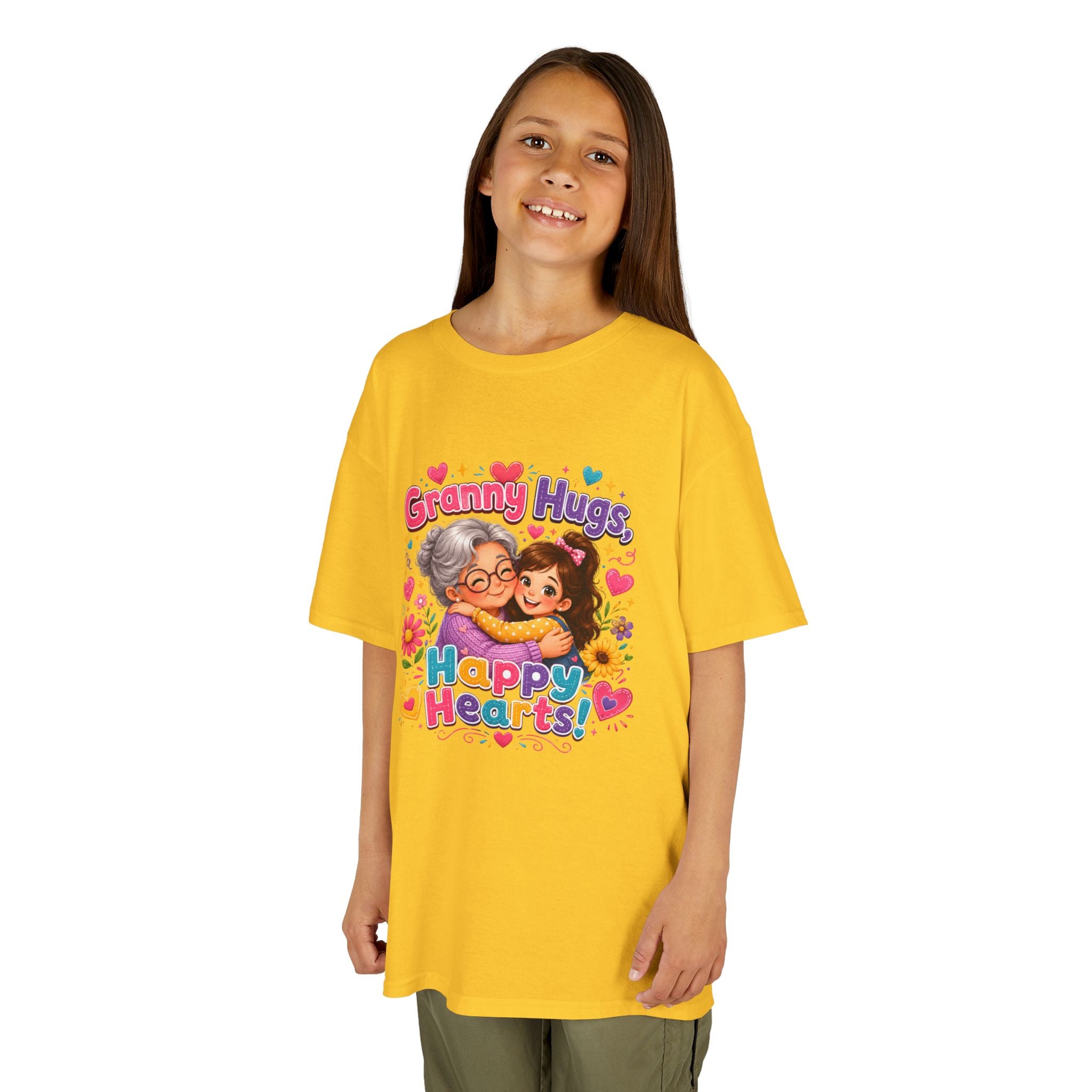 Granny Hugs Happy Hearts Tee | Grandma Grandchild Cute Illustration