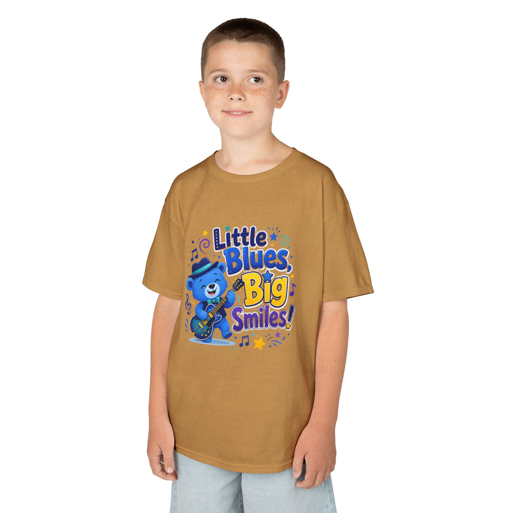 Kids Tee — "Little Blues, Big Smiles!" Guitar-Bear Graphic