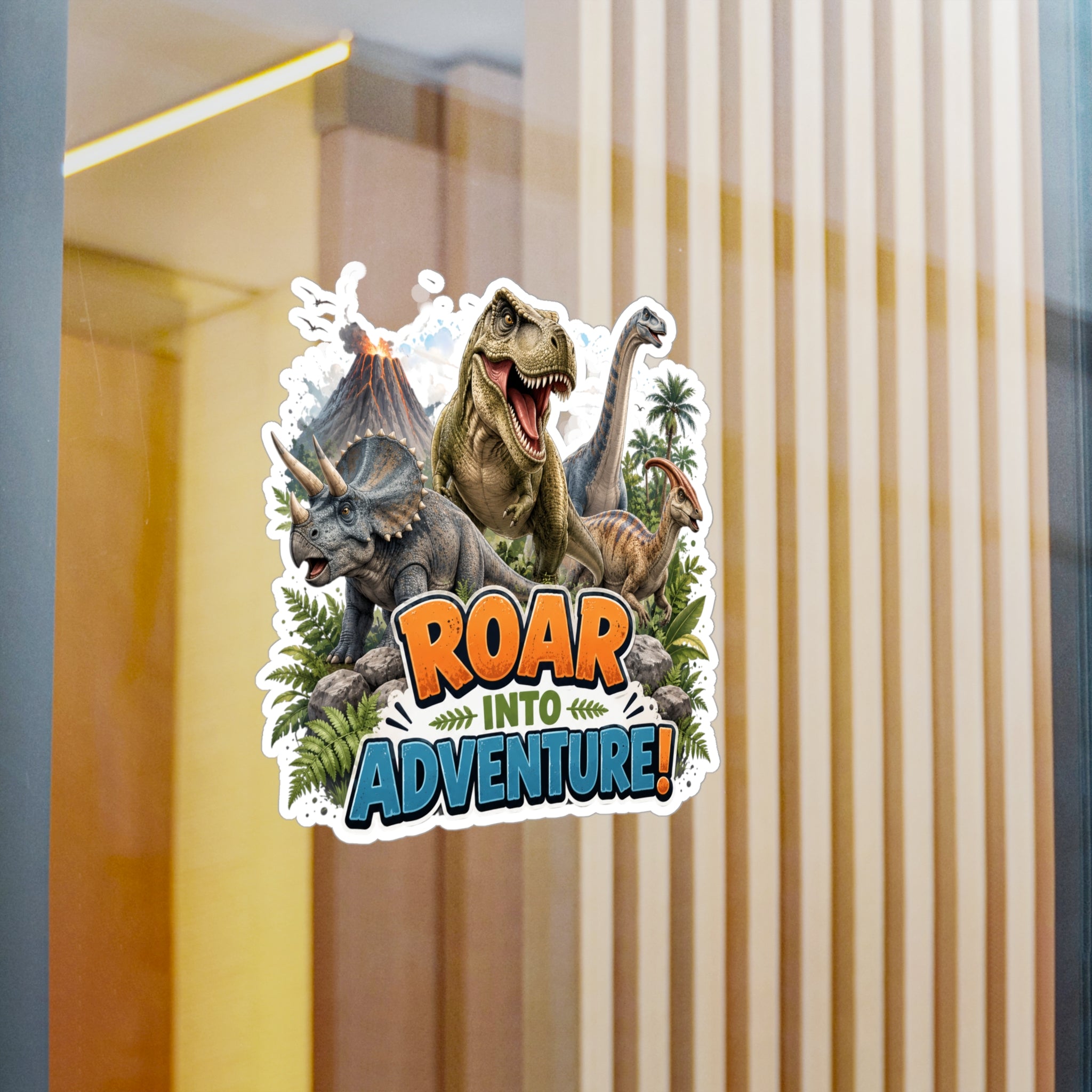 Roar Into Adventure! Dinosaur Kiss-Cut Vinyl Sticker