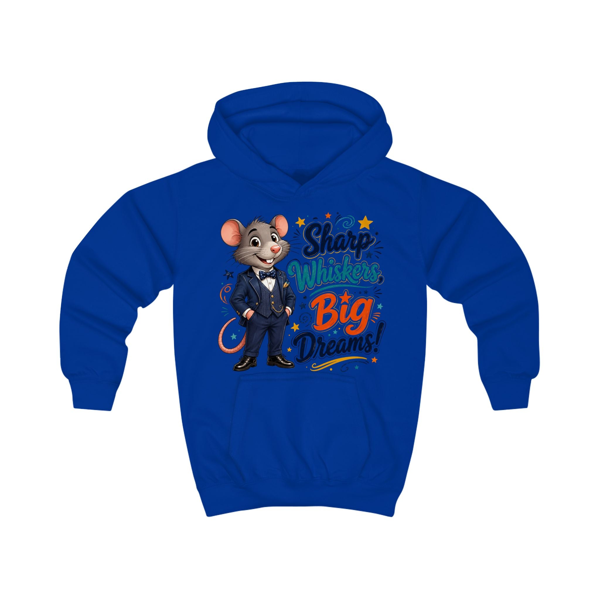 Kids Hoodie — Sharp Whiskers, Big Dreams! Cute Motivational Mouse Graphic Hoodie