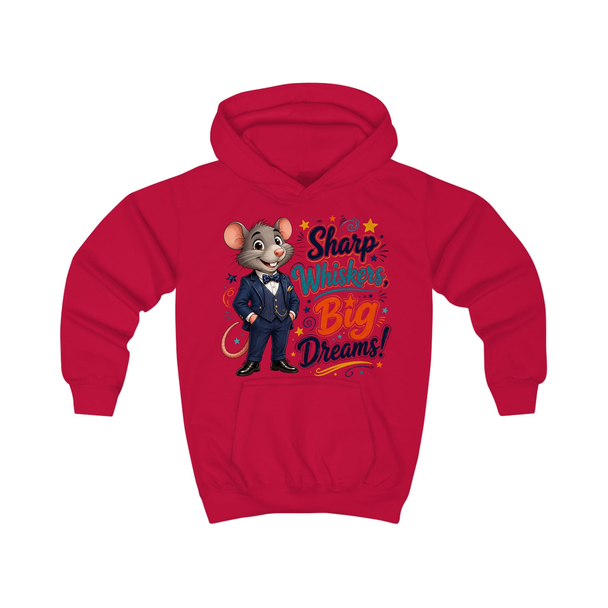 Kids Hoodie — Sharp Whiskers, Big Dreams! Cute Motivational Mouse Graphic Hoodie