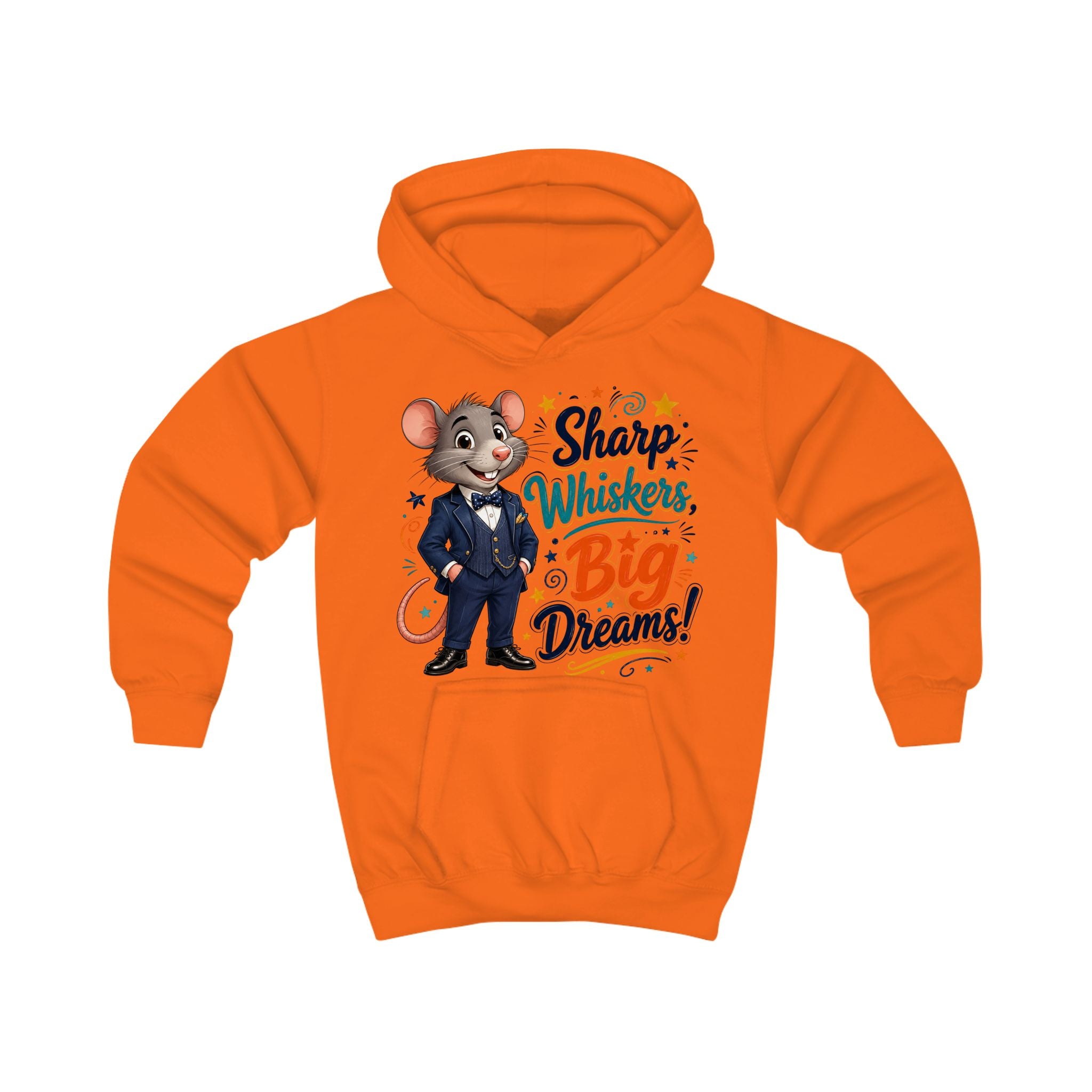 Kids Hoodie — Sharp Whiskers, Big Dreams! Cute Motivational Mouse Graphic Hoodie