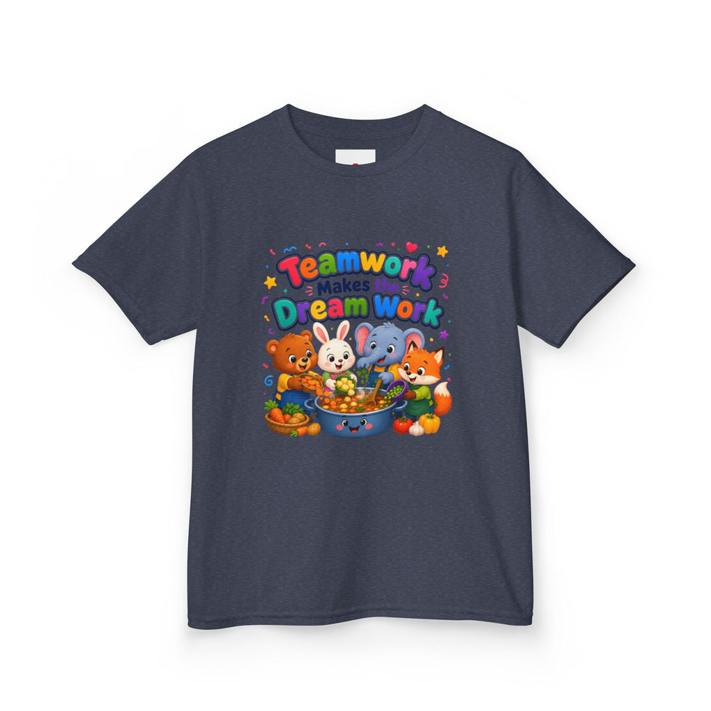Kids Tee — “Teamwork Makes the Dream Work” Cute Animal Classroom Shirt