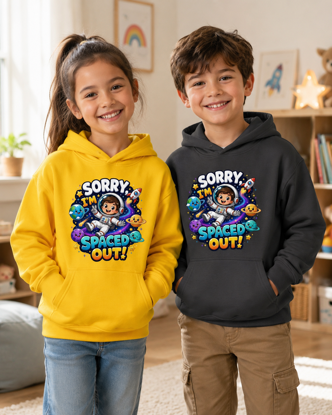 Sorry I’m Spaced Out Kids Hoodie — Cute Space Astronaut Sweatshirt for Children