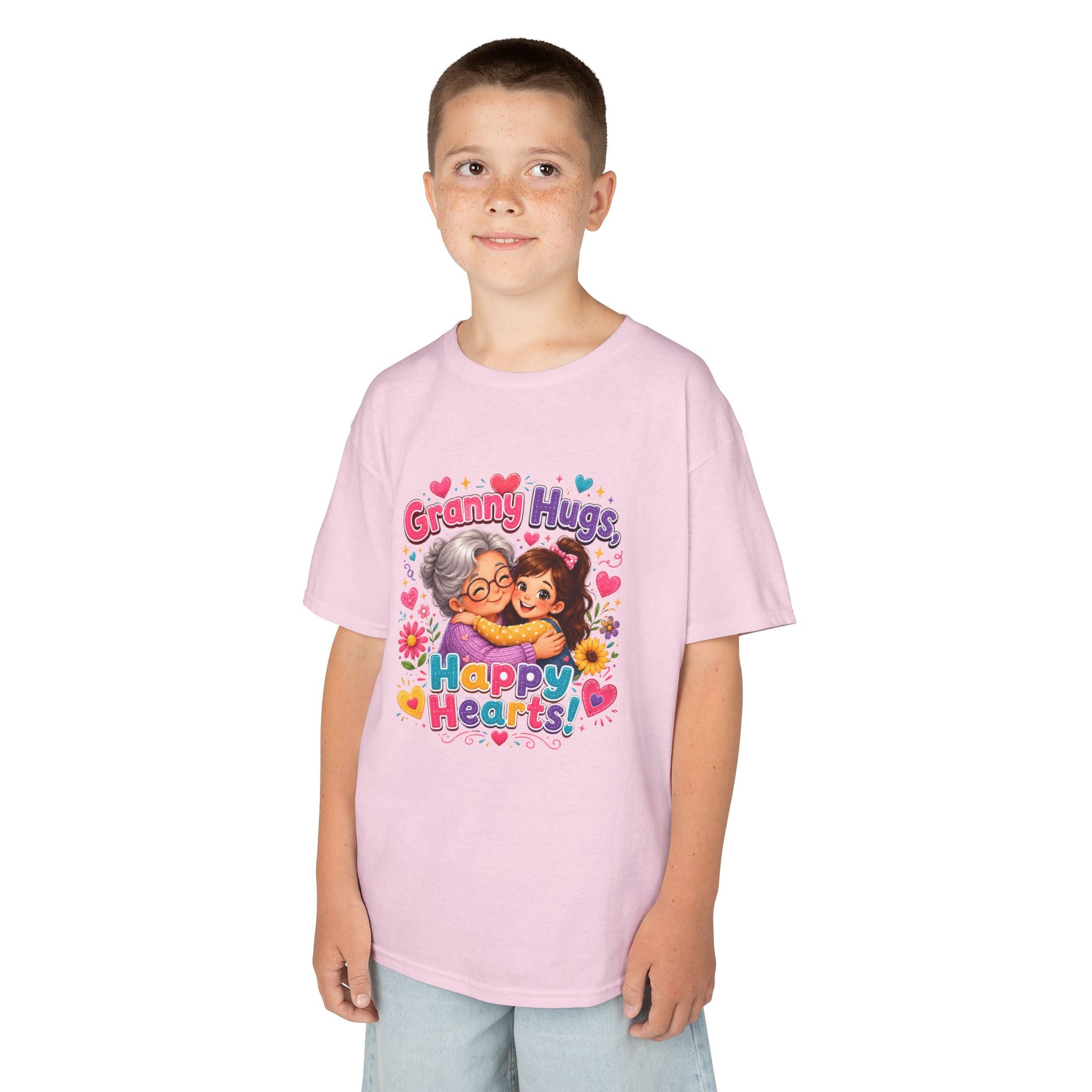 Granny Hugs Happy Hearts Tee | Grandma Grandchild Cute Illustration