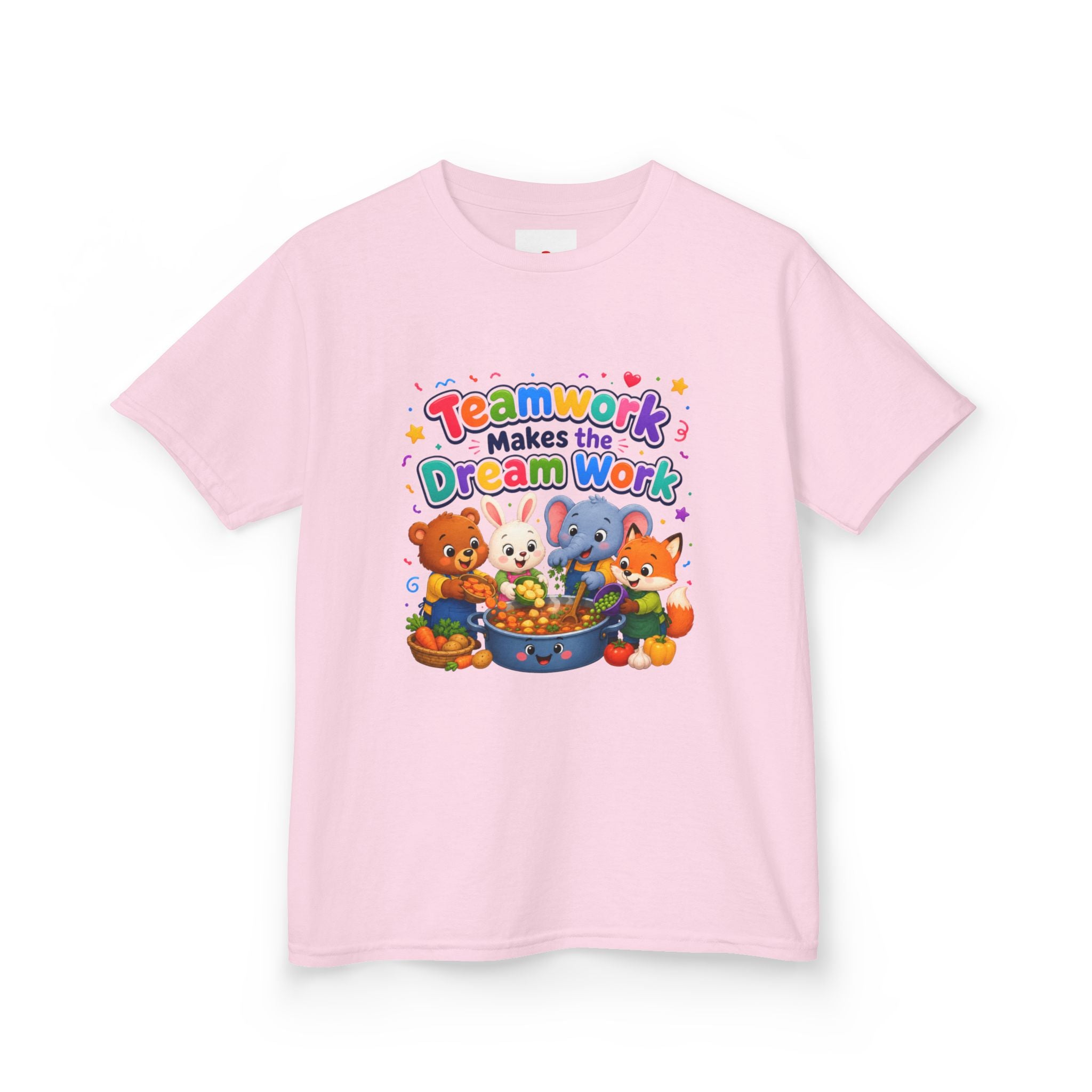 Kids Tee — “Teamwork Makes the Dream Work” Cute Animal Classroom Shirt