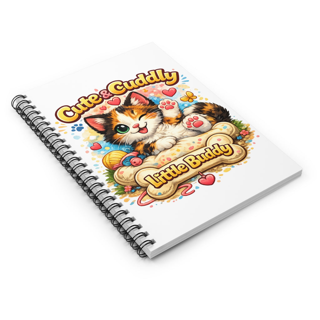 Cute & Cuddly Kitten Spiral Notebook — "Little Buddy" Ruled Journal