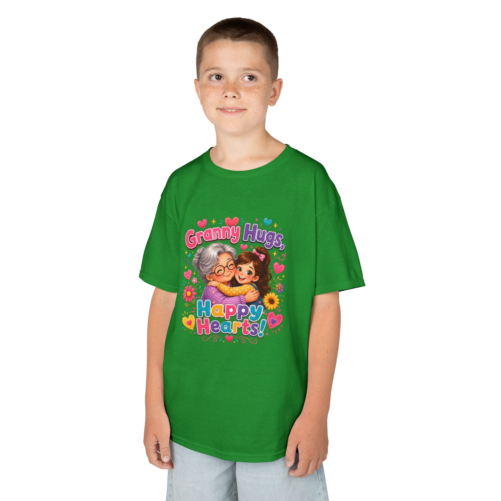Granny Hugs Happy Hearts Tee | Grandma Grandchild Cute Illustration