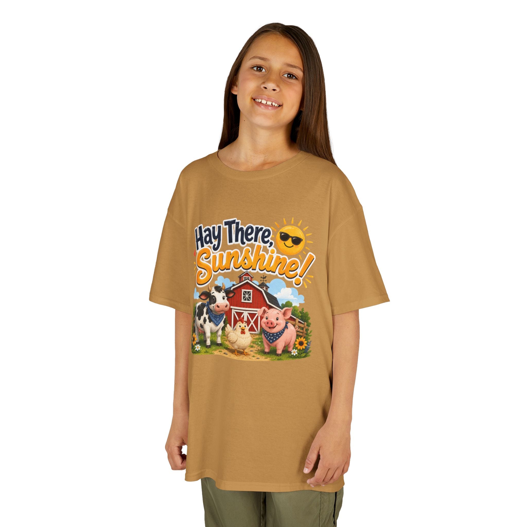 Kids Tee — "Hay There, Sunshine!" Farm Animal Graphic