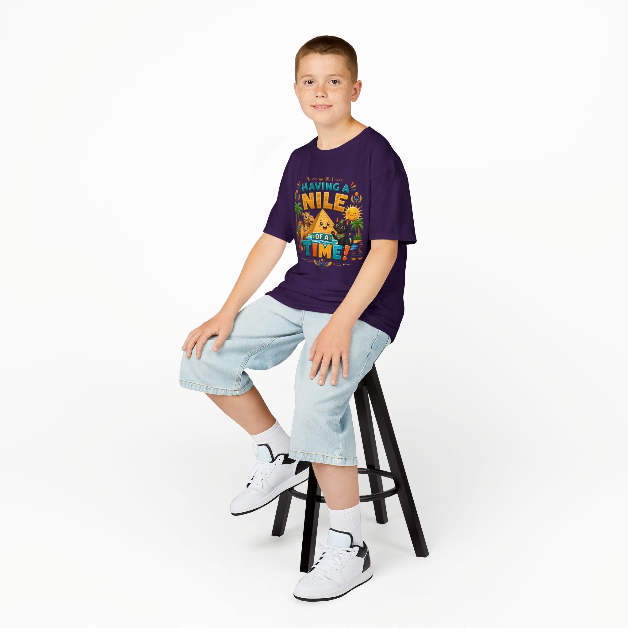 Having a Nile of a Time Kids Tee | Camel Pyramid Desert Cartoon