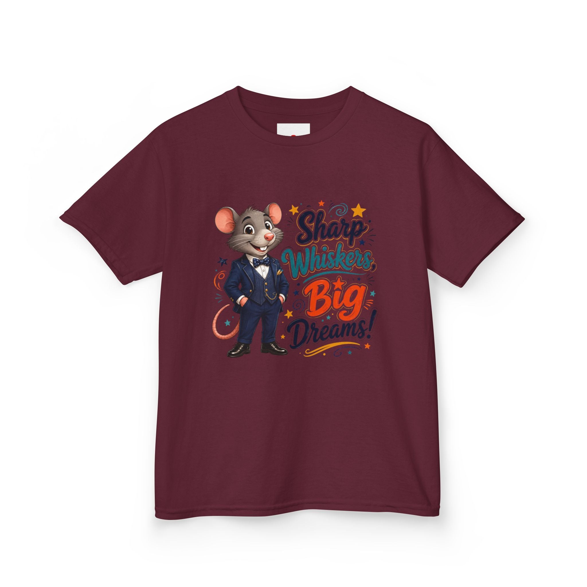 Kids Tee — "Sharp Whiskers, Big Dreams" Mouse Graphic