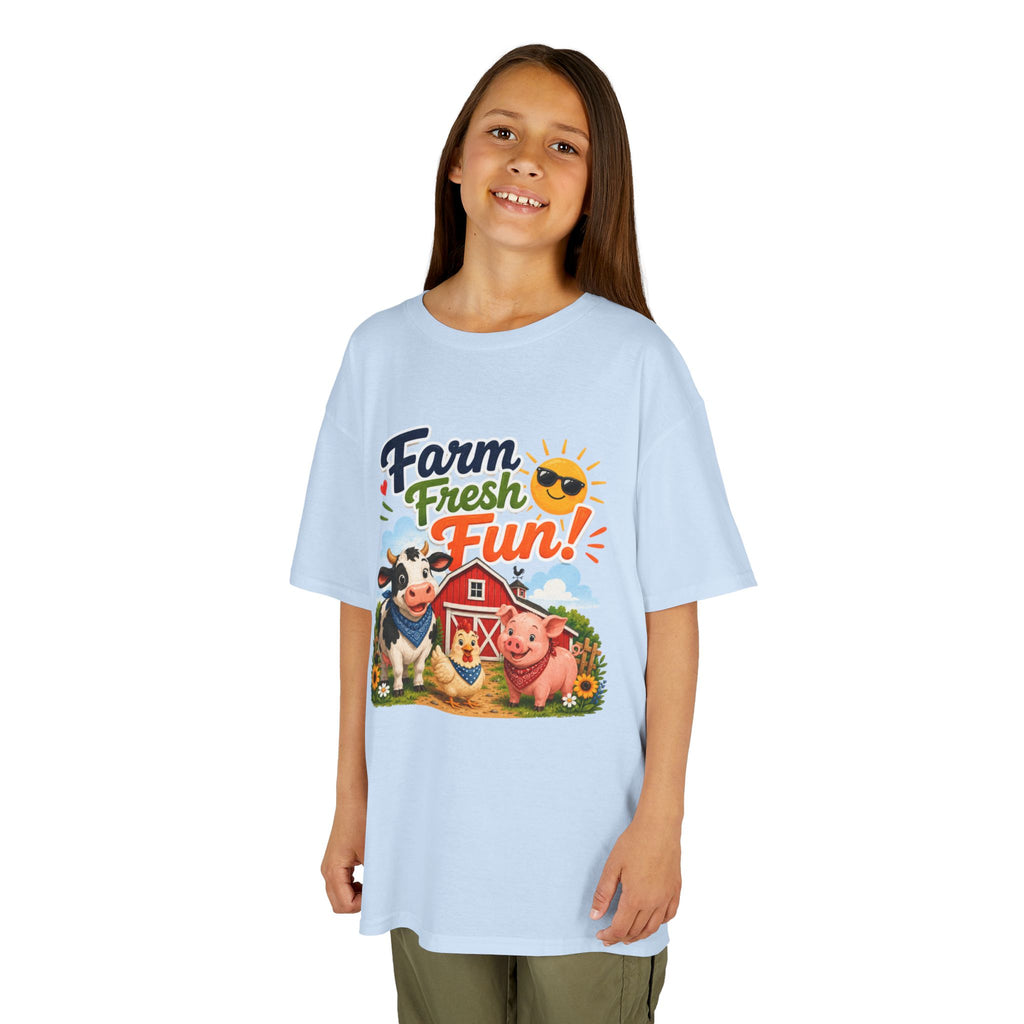 Kids Farm T-Shirt — "Farm Fresh Fun!" Cute Cow & Pig Toddler Tee