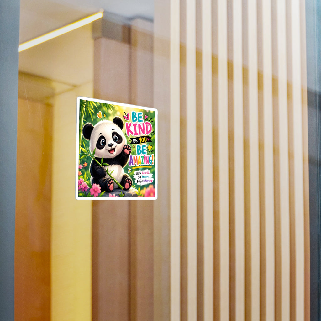 Be Kind Panda Vinyl Sticker — Inspirational Kiss-Cut Decal