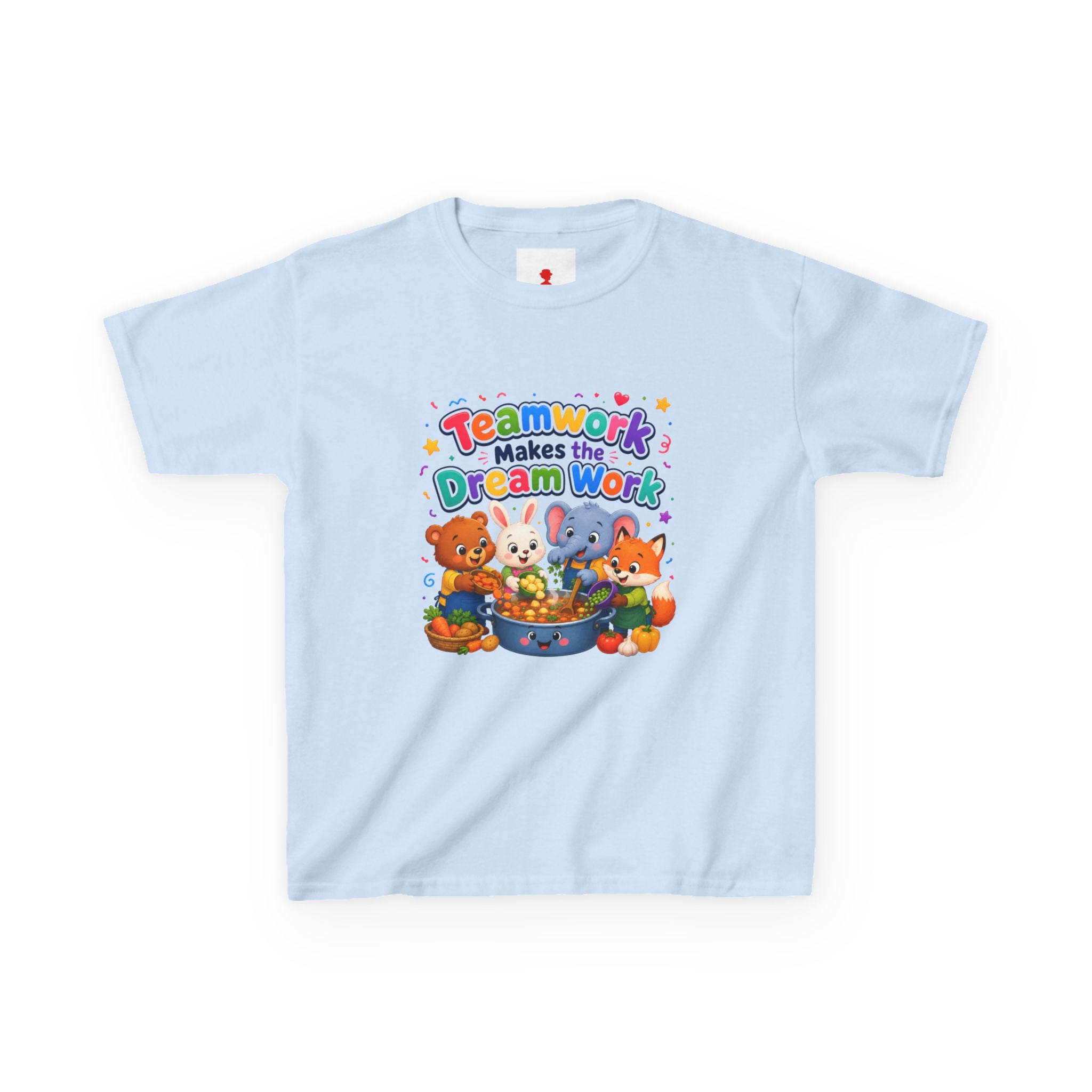 Kids Tee — “Teamwork Makes the Dream Work” Cute Animal Classroom Shirt
