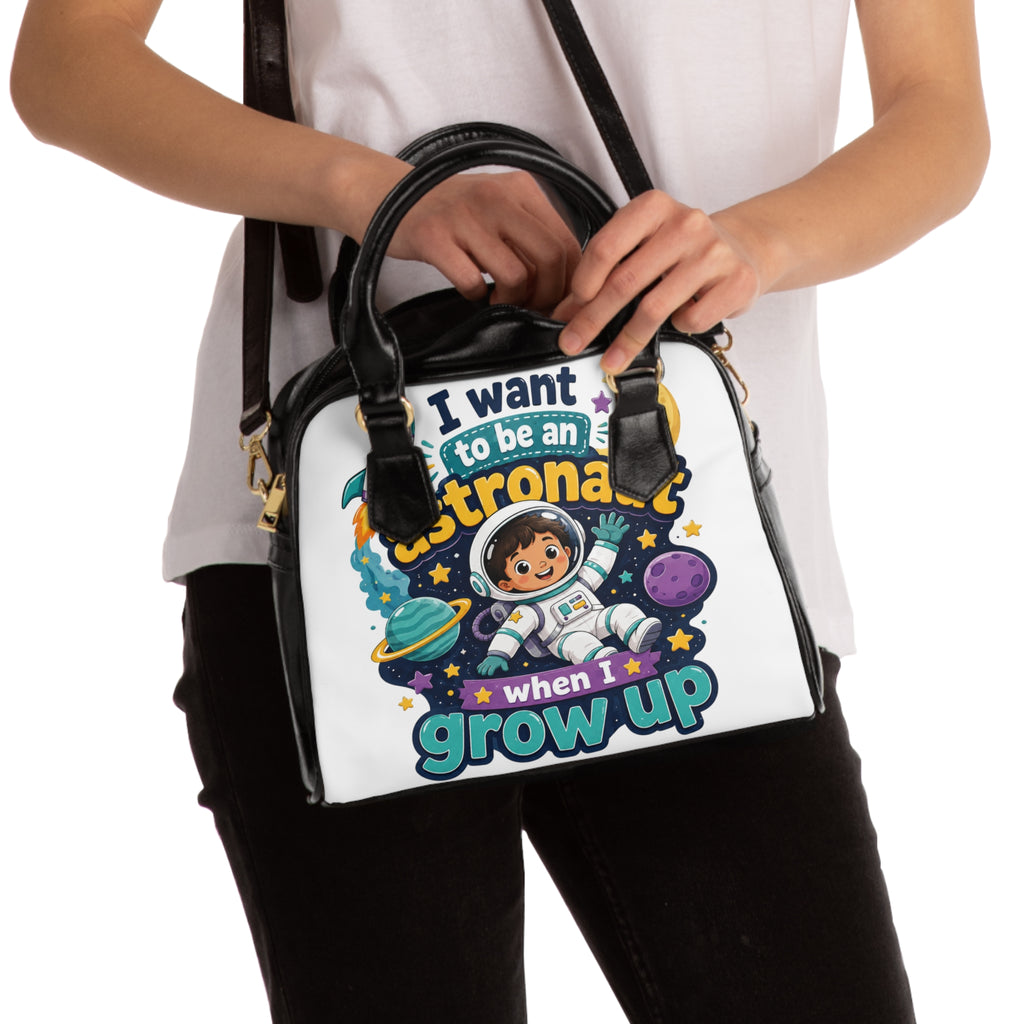 Shoulder Handbag — "I Want to Be an Astronaut When I Grow Up" Kids Space Tote