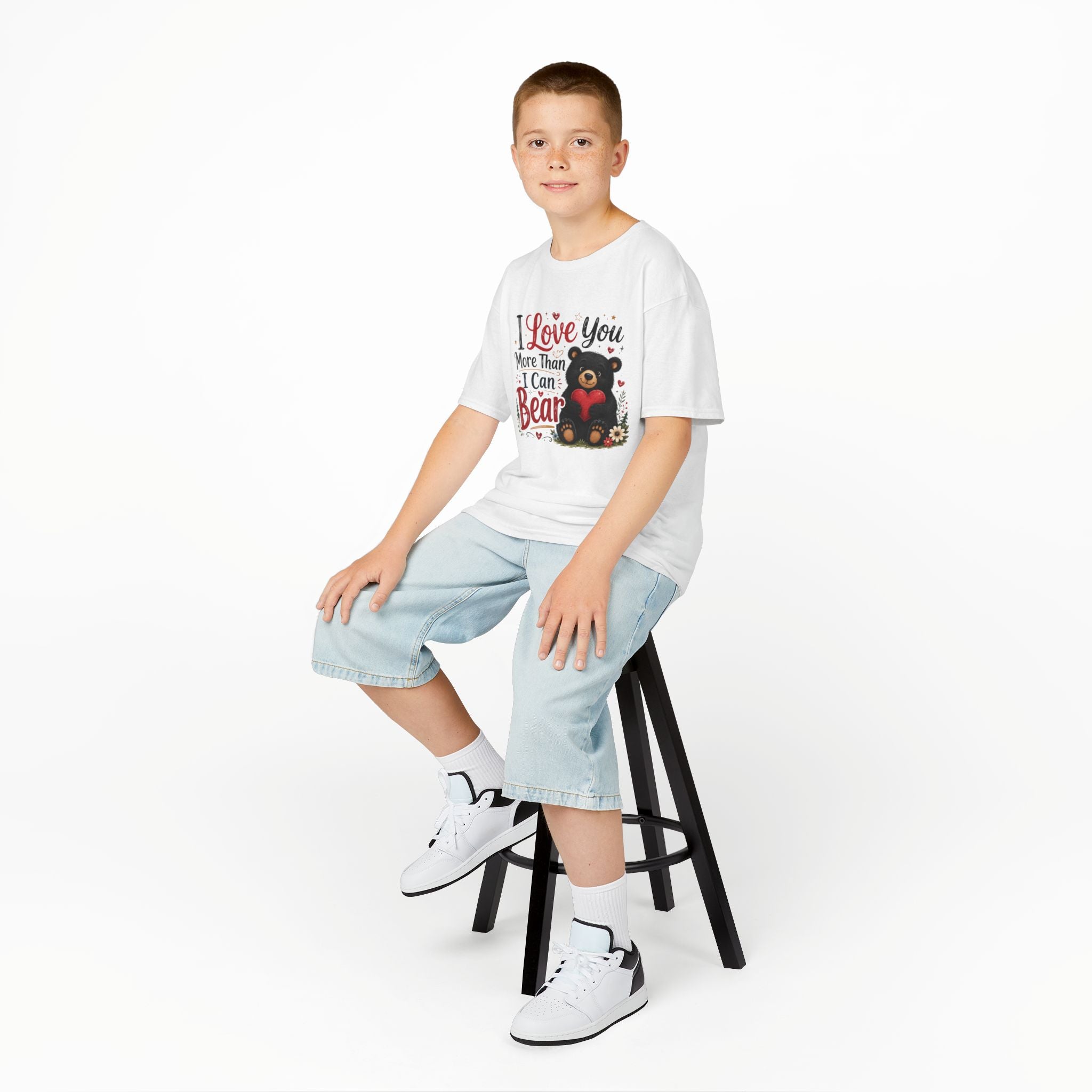 Kids T-Shirt - "I Love You More Than I Can Bear" Cute Bear Valentine Tee
