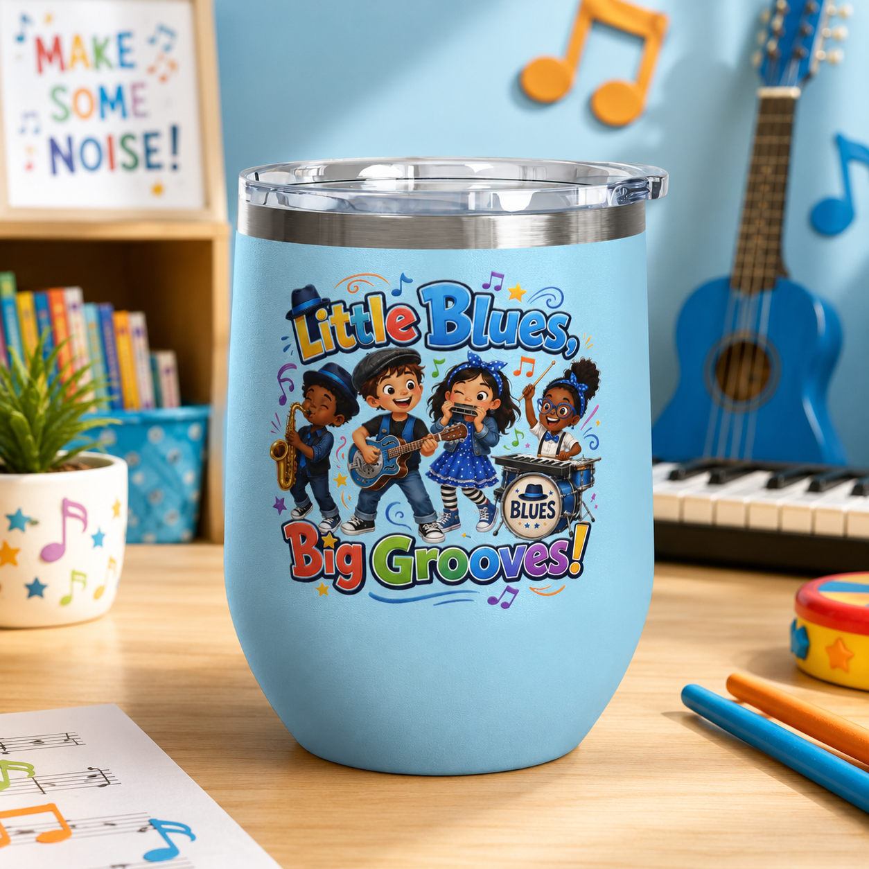 "Little Blues, Big Grooves!" Kids Band Insulated 12oz