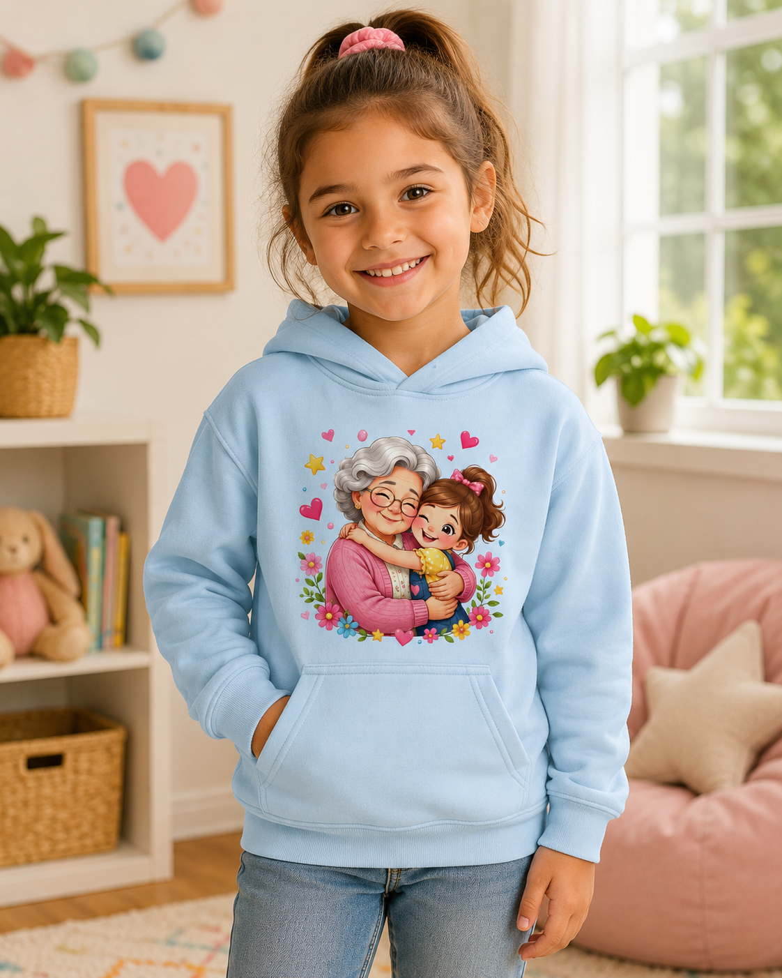 Grandma and Me Kids Hoodie — Cute Grandma Hug Graphic Pullover for Children