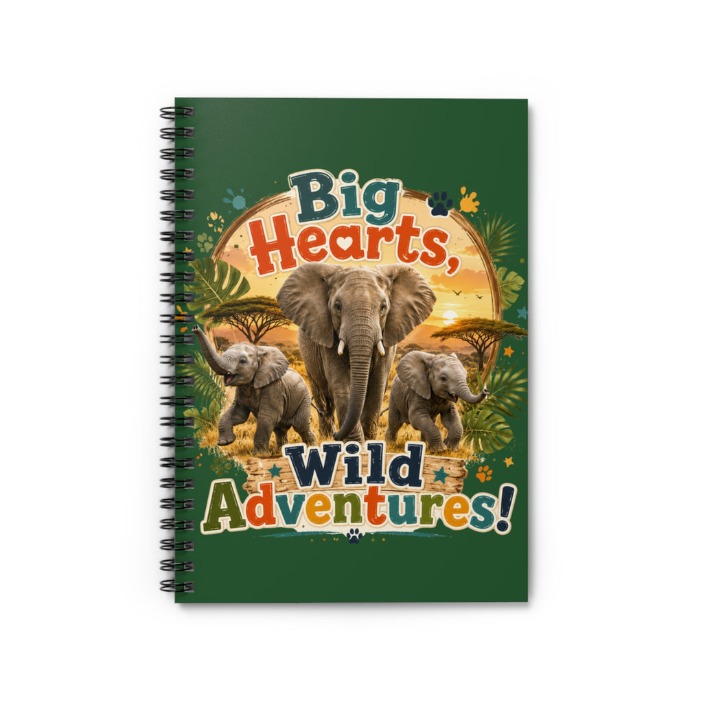 Elephant Adventure Spiral Notebook — "Big Hearts, Wild Adventures!" Ruled Journal
