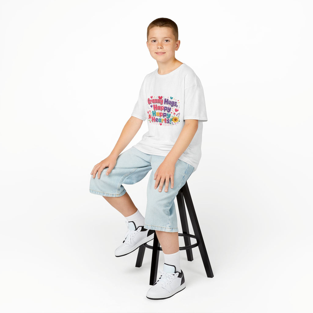 Granny Hugs Happy Hearts Kids Tee | Colorful Floral Kids Shirt