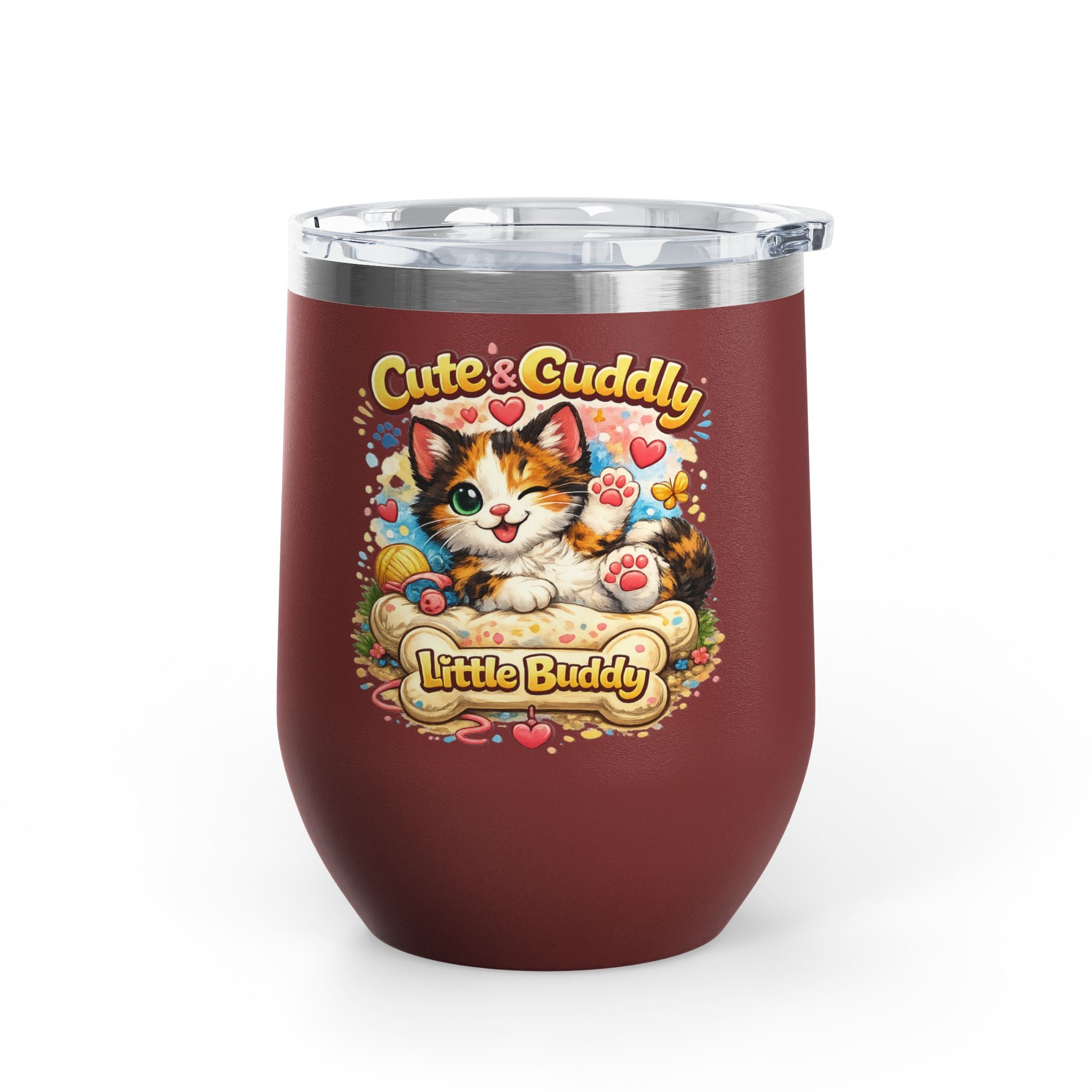 Cute & Cuddly Little Buddy Cat Tumbler — 12oz Insulated Stainless Steel