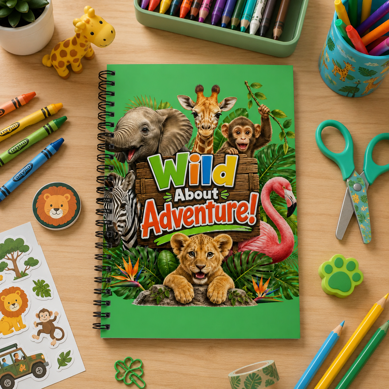 Wild About Adventure! Spiral Notebook — Kids Jungle Animal Ruled Journal