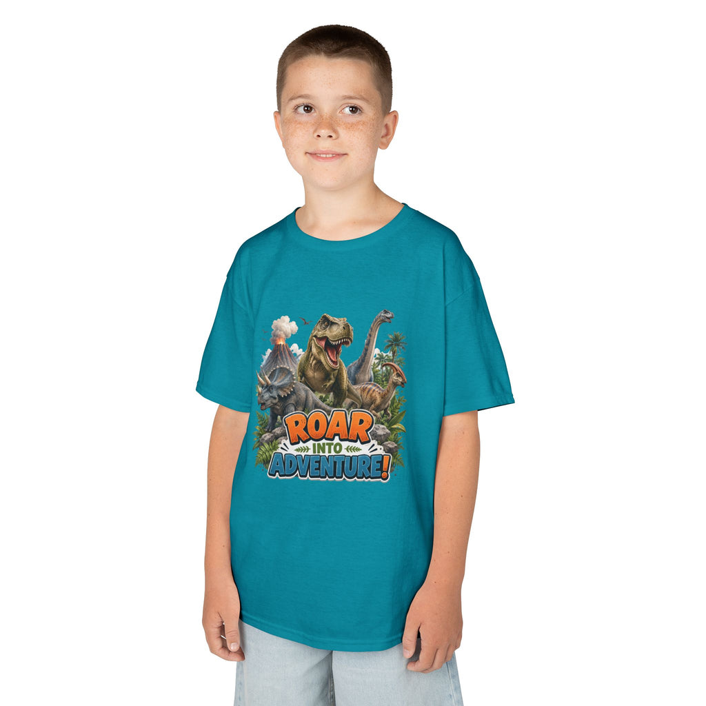 Kids Dinosaur Tee - "Roar Into Adventure" Graphic Shirt for Boys & Girls