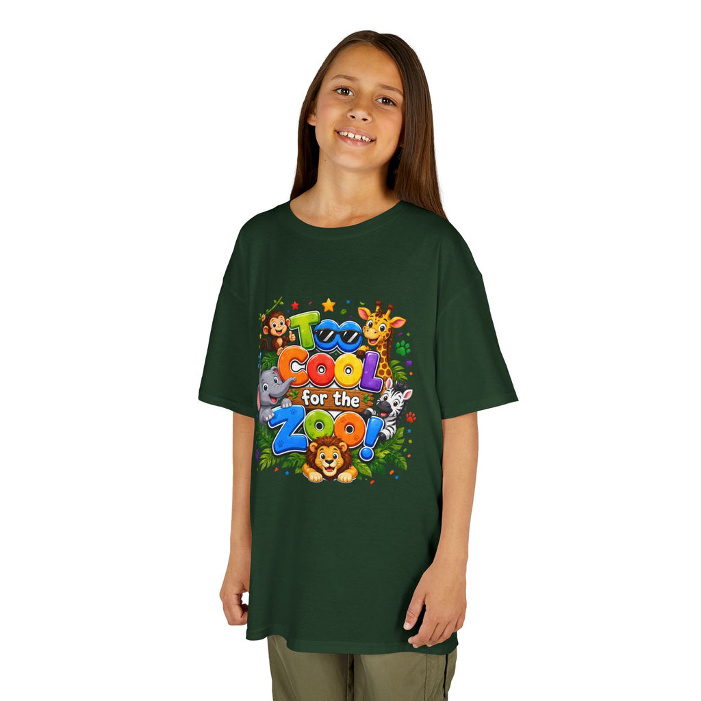 Kids Tee — "Too Cool for the Zoo" Colorful Animal Graphic