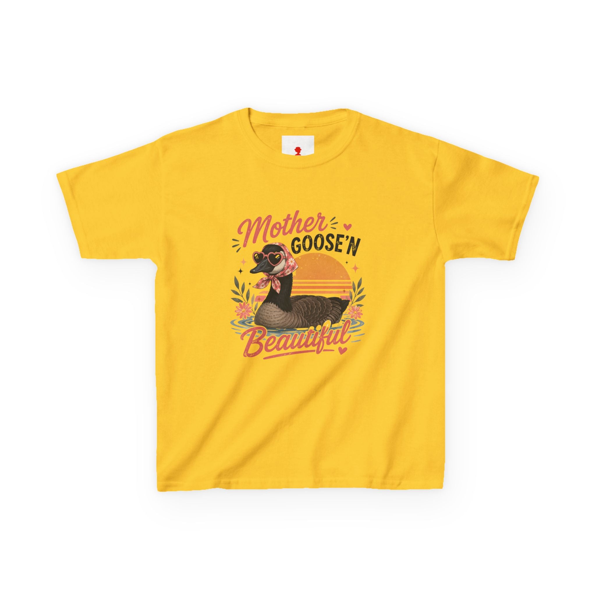 Kids Tee — "Mother Goose'n Beautiful" Cute Vintage Goose Graphic