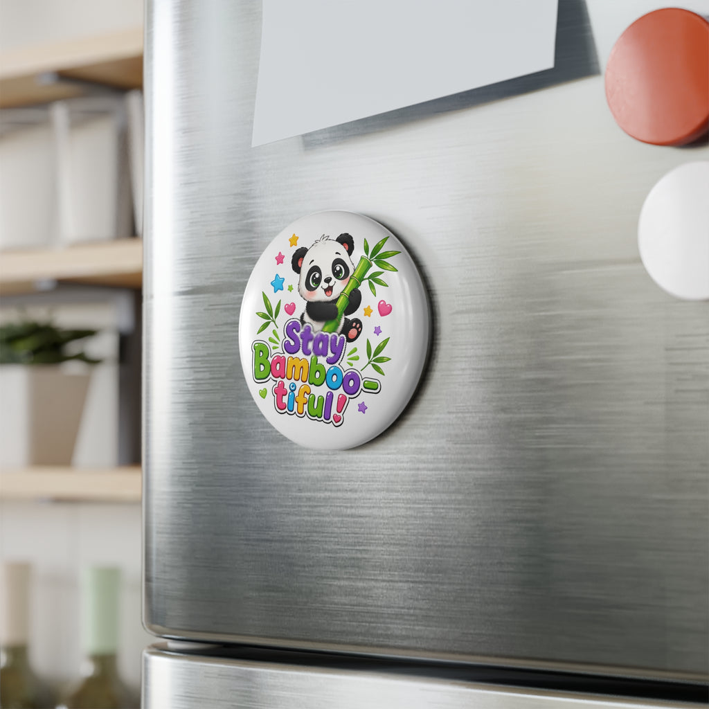 Stay Bambootiful! Cute Panda Round Button Magnet