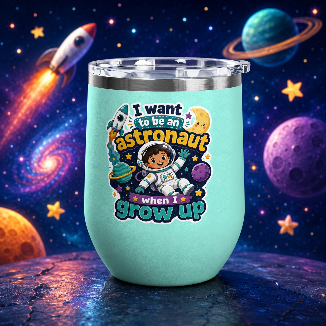 Astronaut Kids Tumbler — "I Want to Be an Astronaut When I Grow Up" 12oz