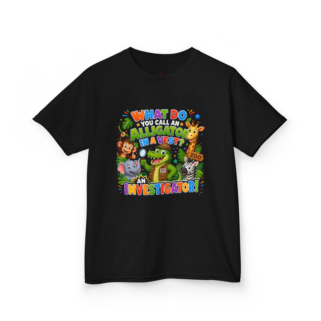 What Do You Call An Alligator? Investigator Kids T-Shirt | Cute Jungle Animals Puzzle
