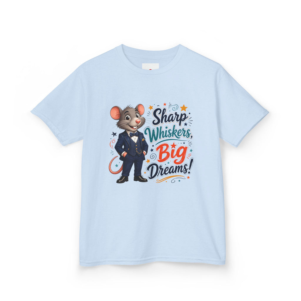 Kids Tee — "Sharp Whiskers, Big Dreams" Mouse Graphic