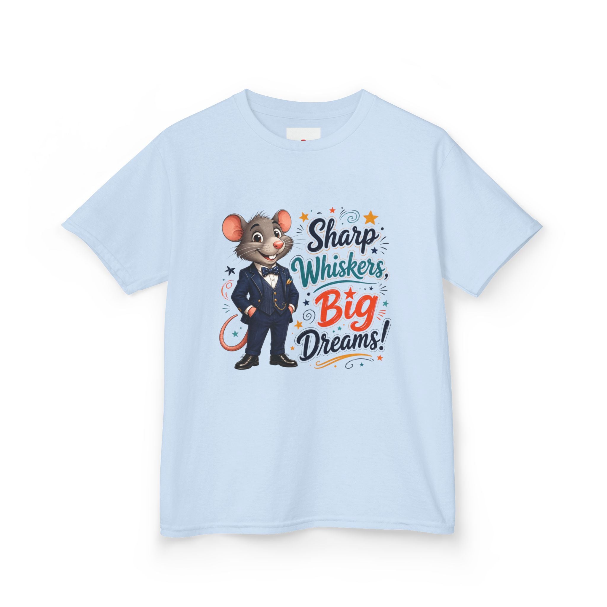 Kids Tee — "Sharp Whiskers, Big Dreams" Mouse Graphic