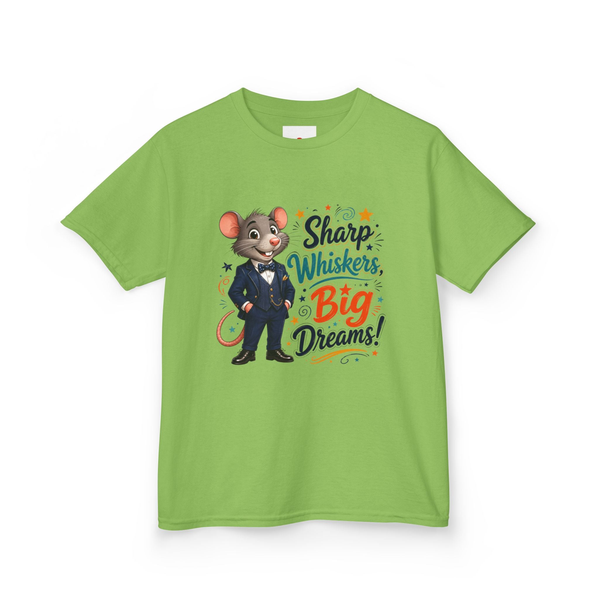 Kids Tee — "Sharp Whiskers, Big Dreams" Mouse Graphic