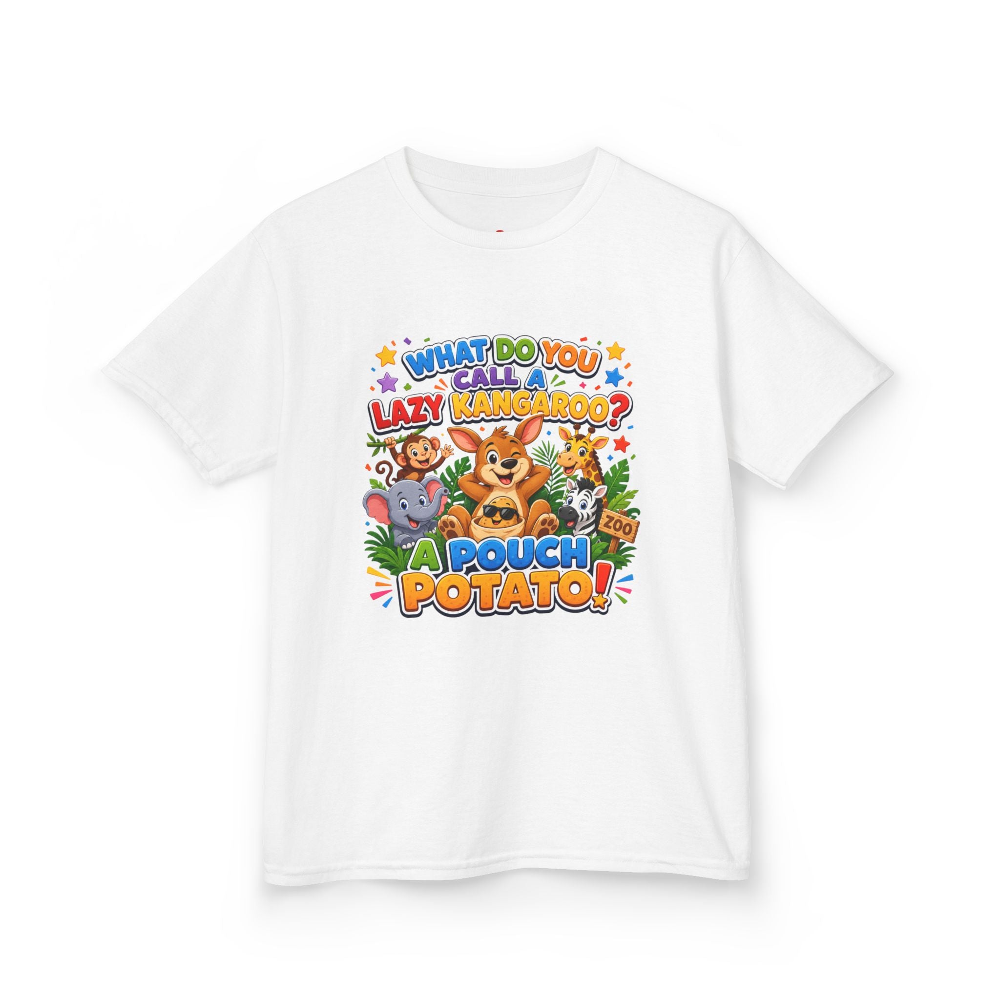 Lazy Kangaroo Pouch Potato Kids T-Shirt | Cute Animal Nursery Tee